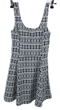 Dámské tmavomodro-bílé vzorované šaty H&M