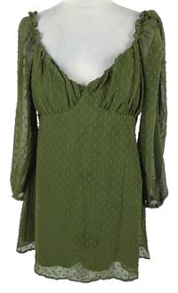 Dámské khaki vzorované šifonové šaty MissGuided 