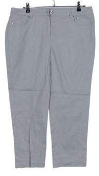 Dámské šedé capri plátěné kalhoty 