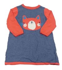 Tmavomodro-růžové pletené šaty s kočkou Mothercare