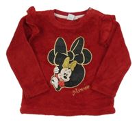 Červená chlupatá mikina s Minnie Disney