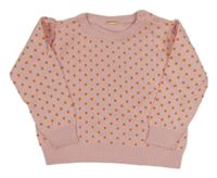 Růžový puntíkatý svetr Pusblu