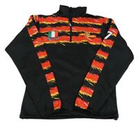 Černo-červeno-žlutá sportovní mikina s nápisem vel.176