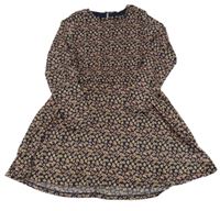 Tmavomodré květinové šaty 