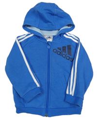 Modrá propínací mikina s logem a kapucí Adidas