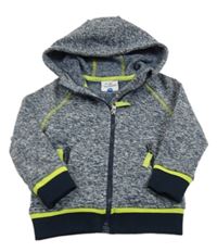 Tmavomodro-bílá melírovaná pletená propínací mikina s kapucí Topolino