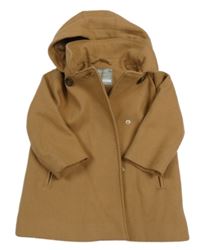 Hnědý flaušový kabát s kapucí Primark