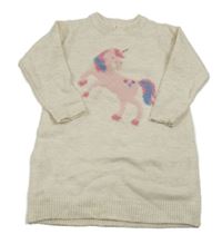 Světlebéžové pletené šaty s jednorožcem Topolino