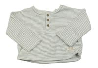 Šedo-bílá pruhovaná mikina s knoflíčky 