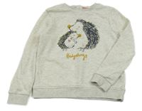 Bílo-šedá melírovaná mikina s ježkem M&S