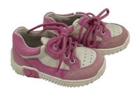 Bílo-růžové koženkové botasky vel.20