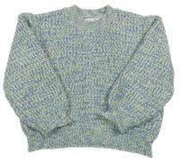Modro-zeleno-bílý melírovaný svetr Zara