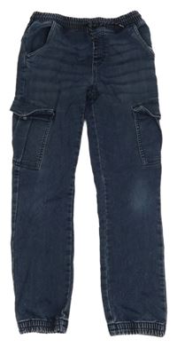 Tmavomodré teplákové cuff rifle s kapsami Yigga