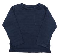 Tmavomodré pruhované triko s kapsou Primark