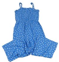 Modrý květinový kalhotový overal Primark