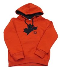 Červená mikina s potiskem a kapucí 