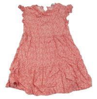 Červeno-bílá šatová tunika s květinami Primark