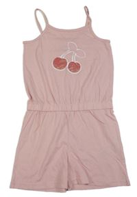 Růžový kraťasový overal s třešněmi BLUE SEVEN
