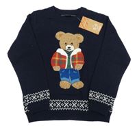Nové - tmavomodrý svetr s medvědy Primark