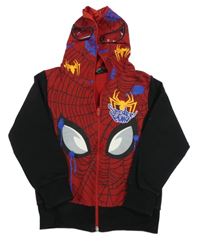 Červeno-barevná propínací mikina se Spidermanem a kapucí