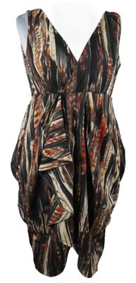 Dámské černo-béžovo-hnědé vzorované šaty s volánem H&M