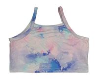 Růžovo-modrý vzorovaný crop top Shein 