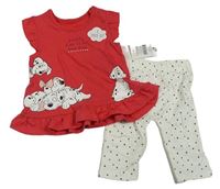 2set - Jahodová tunika s dalmatiny + puntíkaté legíny Disney