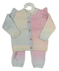2set - Barevný duhový propínací svetr + tepláky Tu