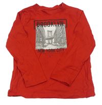 Červené triko s potiskem Primark