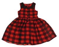 Červeno-černé kostkované šifonové šaty s krajkou George