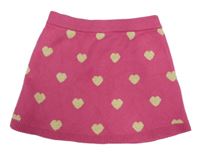 Růžová pletená sukně se srdíčky Primark