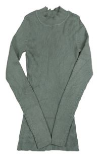 Khaki žebrovaný svetr 