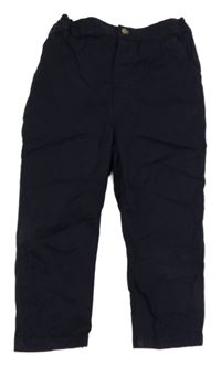 Tmavomodré plátěné kalhoty H&M