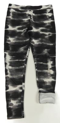 Černo-bílo-šedé teplé legíny Primark
