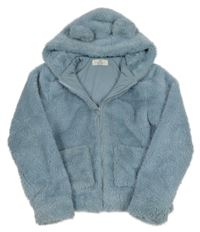 Modrá kožešinová podšitá bunda s kapucí H&M