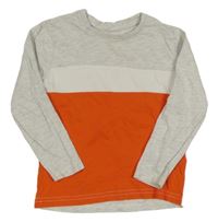 Světlešedo-červeno-bílé triko Primark