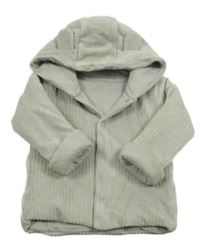 Šedá sametová žebrovaná propínací zateplená mikina s kapucí George