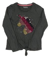 Tmavošedé triko s překlápěcími flitry Nutmeg