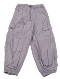 Levandulové plátěné cuff kalhoty s kapsami Next