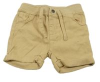 Béžové plátěné kraťasy s úpletovým pasem 
