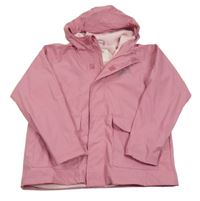 Růžová nepromokavá jarní bunda s nápisem a kapucí 