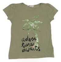 Khaki tričko s palmou H&M