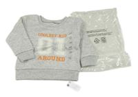 Nové - šedá melírovaná mikina s číslem a nápisy St. Bernard