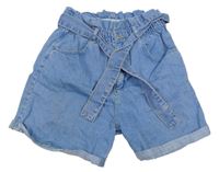 Světlemodré paper bag riflové kraťasy s páskem Denim Co.