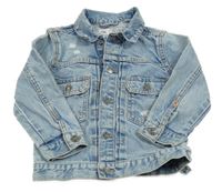 Modrá plísňová riflová bunda s prošoupáním a límečkem ZARA