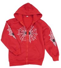 Červená propínací mikina se Spidermanem a kapucí 