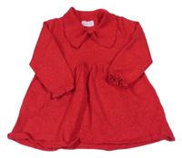 Červené pletené třpytivé šaty s límečkem Primark
