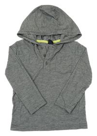 Khaki žíhané triko s kapucí Kiki&Koko