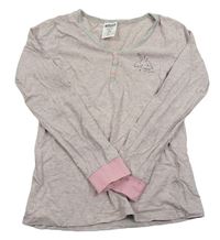 Šedo-růžové pruhované triko s jednorožcem Pocopiano 