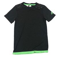 Tmavošedo-limetkové sportovní tričko s logem Adidas